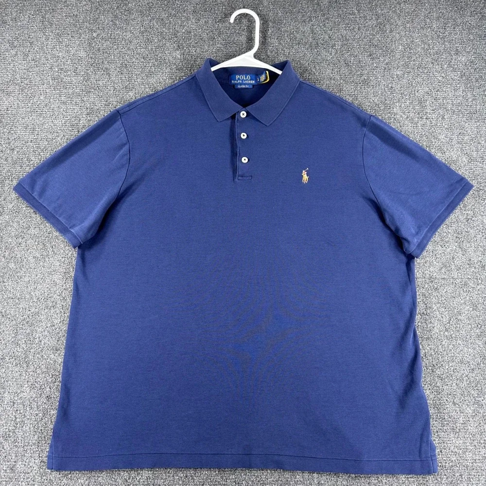 Polo Ralph Lauren Polo Shirt Mens LG Large Navy Blue Classic Fit Cotton Jersey